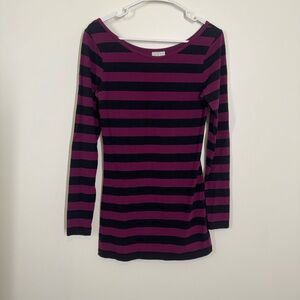 Matilda Jane Black & Plum Striped Long Sleeve Shirt (dress) Small Stretchy Soft